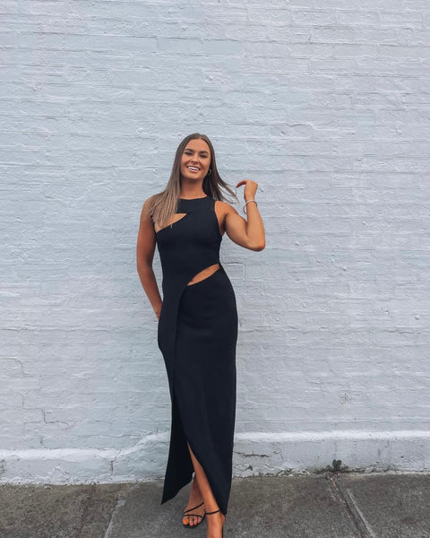 sir the label black cut out dress Aries Cut Out Gown | Black
